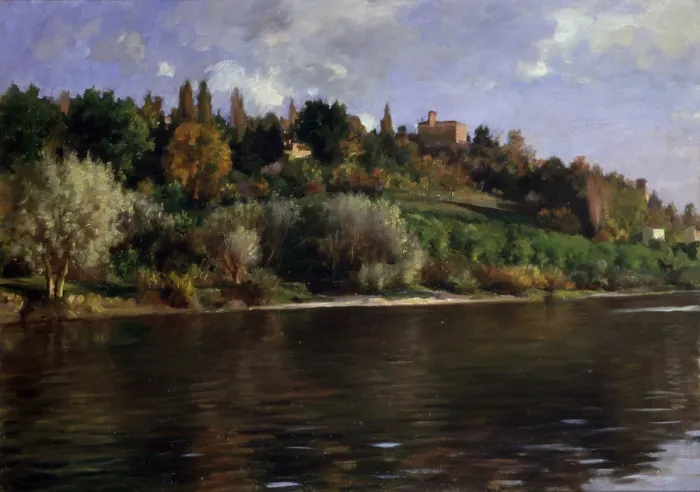 Framed Print : Hill in Turin (Collina torinese), by Demetrio Cosola, 1870 - 1895, 19th Century, oil on canvas - Private collection. Whole artwork view. Hilly landscape with a river near Turin Framed Print : Hill in Turin (Collina torinese), by Demetrio Cosola, 1870 - 1895, 19th Century, oil on canvas - Private collection. Whole artwork view. Hilly landscape with a river near Turin