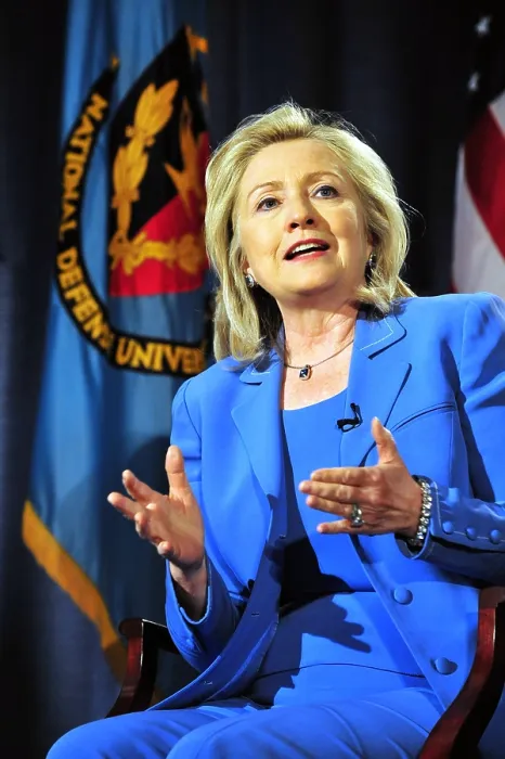 Framed Print : Hillary Clinton, US Secretary of State, speaking at George Washington University, on August 16, 2011
