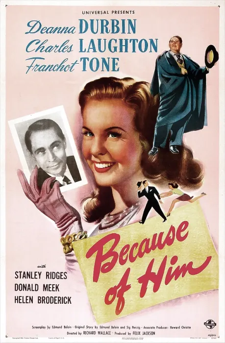 Framed Print : BECAUSE OF HIM, Franchot Tone, Deanna Durbin, 1946