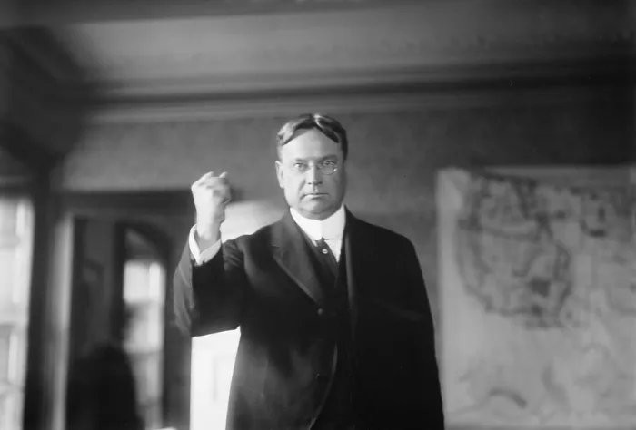 Framed Print : Hiram W. Johnson, (1866-1945), California Senator, from 1917-1945, with a clenched fist Framed Print : Hiram W. Johnson, (1866-1945), California Senator, from 1917-1945, with a clenched fist