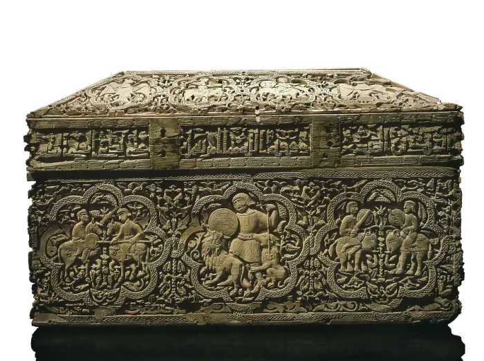 Framed Print : Hispanic-Arabic Small Chest. 1004 - 1005. Made by five master of the Cordoba workshop: Master Faray (lid), Misgan (front side), Rasid (left side), Jair (rear side) and Sa Abada (right side)