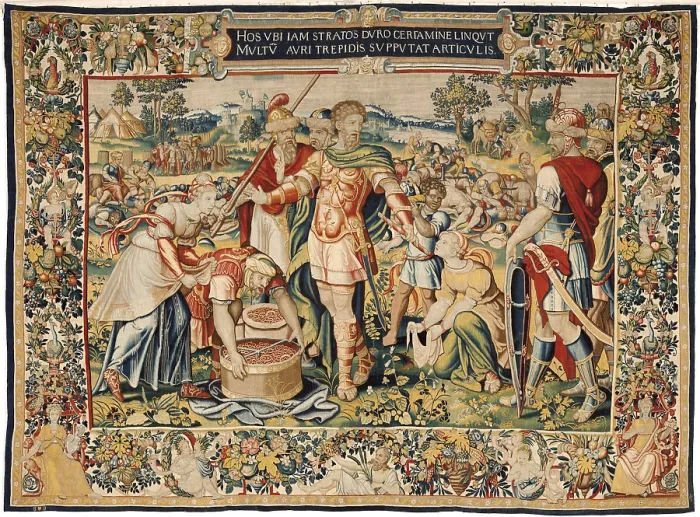 Framed Print : The History of Hannibal: The plunder of Cannae. ca. 1570. The Carthaginians lay before Hannibal the rings of the vanquished in the battle of Cannae in 216 BC Framed Print : The History of Hannibal: The plunder of Cannae. ca. 1570. The Carthaginians lay before Hannibal the rings of the vanquished in the battle of Cannae in 216 BC