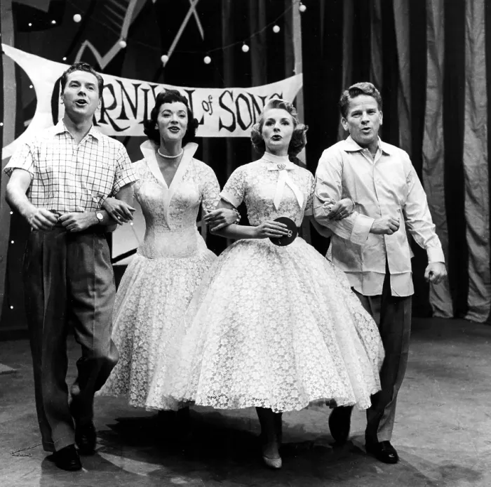 Framed Print : YOUR HIT PARADE, Russell Arms, Gisele MacKenzie, Dorothy Collins, Snooky Lanson, 1950-1959