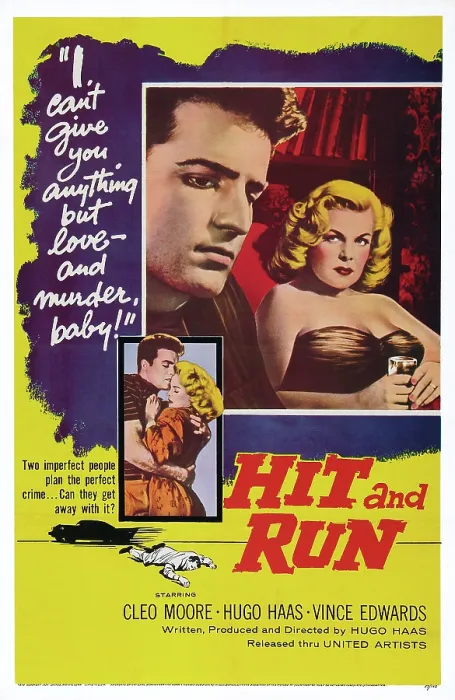 Framed Print : HIT AND RUN, US poster art, Vince Edwards, Cleo Moore, 1957