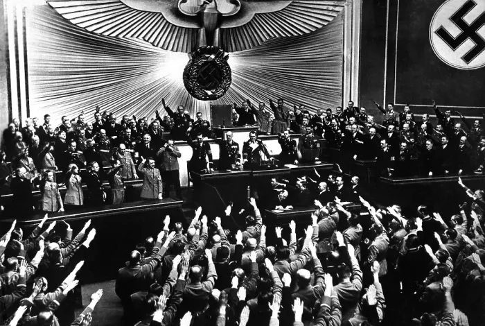 Framed Print : Hitler accepts the ovation of the Reichstag after the annexation of Austria. Berlin, March 1938
