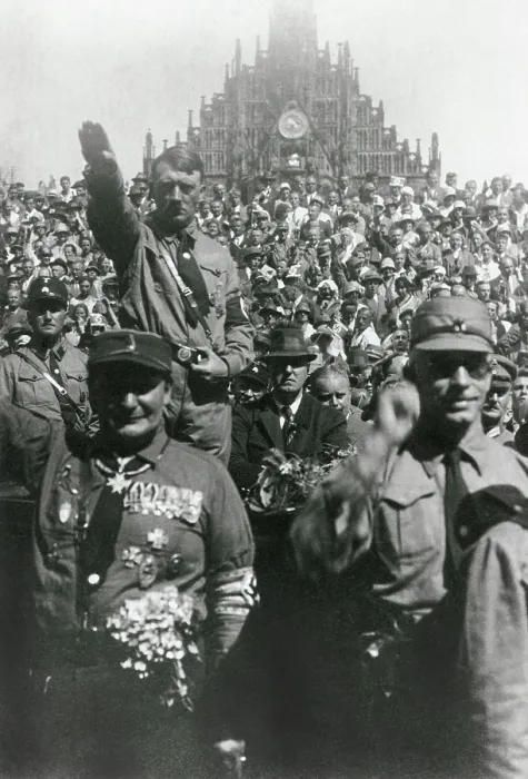 Framed Print : Hitler at Nazi Party rally, Nuremberg, Germany, ca. 1928. Herman Goering is in left foreground. Photo by Heinrich Hoffman. (BSLOC_2013_9_161) Framed Print : Hitler at Nazi Party rally, Nuremberg, Germany, ca. 1928. Herman Goering is in left foreground. Photo by Heinrich Hoffman. (BSLOC_2013_9_161)
