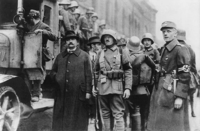 Framed Print : Hitler's Beer Hall Putsch. Nazi Storm Troopers with captured Marxist city councilmen. (BSLOC_2014_7_1) Framed Print : Hitler's Beer Hall Putsch. Nazi Storm Troopers with captured Marxist city councilmen. (BSLOC_2014_7_1)