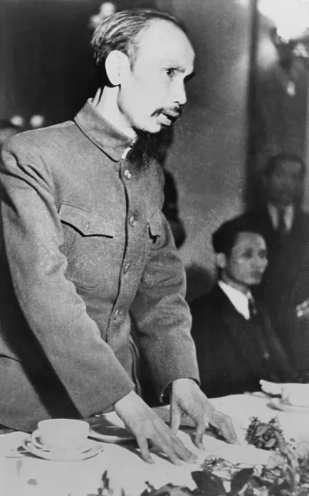 Framed Print : Ho Chi Minh, (1890-1969), accused the United States of taking another step toward direct intervention in the Indochinese War. March 1954