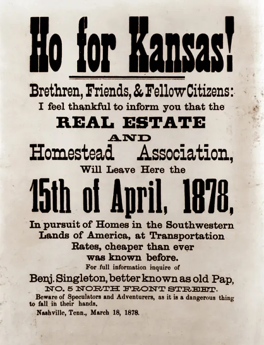 Framed Print : Ho for Kansas! A broadside by Benjamin Singleton calling on African Americans to settle in Kansas. March 18, 1878