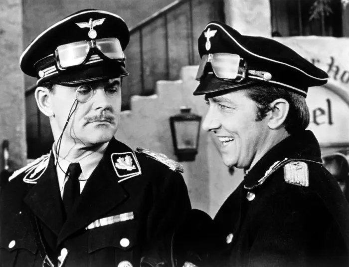 Framed Print : HOGAN'S HEROES, Bob Crane, Richard Dawson, posing as German officers, in a Season 1 episode, 1965-1966 Framed Print : HOGAN'S HEROES, Bob Crane, Richard Dawson, posing as German officers, in a Season 1 episode, 1965-1966