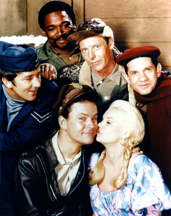 Framed Print : HOGAN'S HEROES, Richard Dawson, Ivan Dixon, Bob Crane, Larry Hovis, Sigrid Valdis, Robert Clary, 1965-71