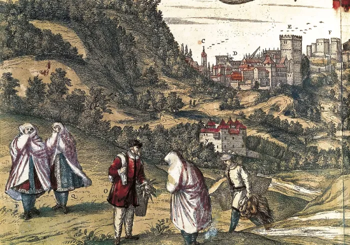 Framed Print : HOGENBERG, Franz (1535-1590). Civitatis Orbis Terrarum. 1572-1617. Moriscos in the Alhambra, engraving of the work 'Civitatis Orbis Terrarum', by George Braun