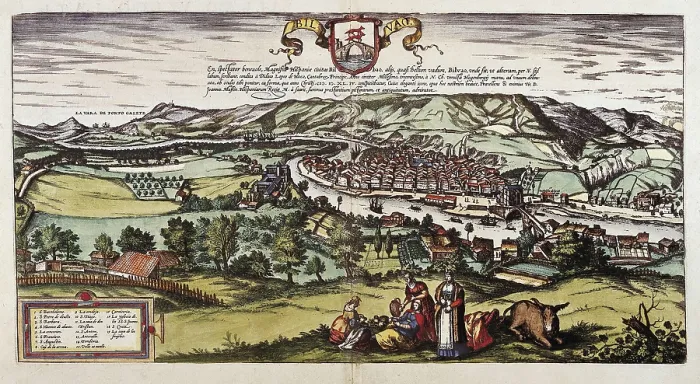 Framed Print : HOGENBERG, Franz (1535-1590). Civitatis Orbis Terrarum. 1572-1617. Bilbao (1575) Framed Print : HOGENBERG, Franz (1535-1590). Civitatis Orbis Terrarum. 1572-1617. Bilbao (1575)