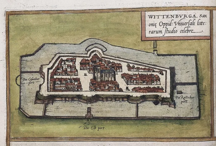 Framed Print : HOGENBERG, Franz (1535-1590). Civitatis Orbis Terrarum. 1572-1617. Wittenberg (1572). Left upper detail