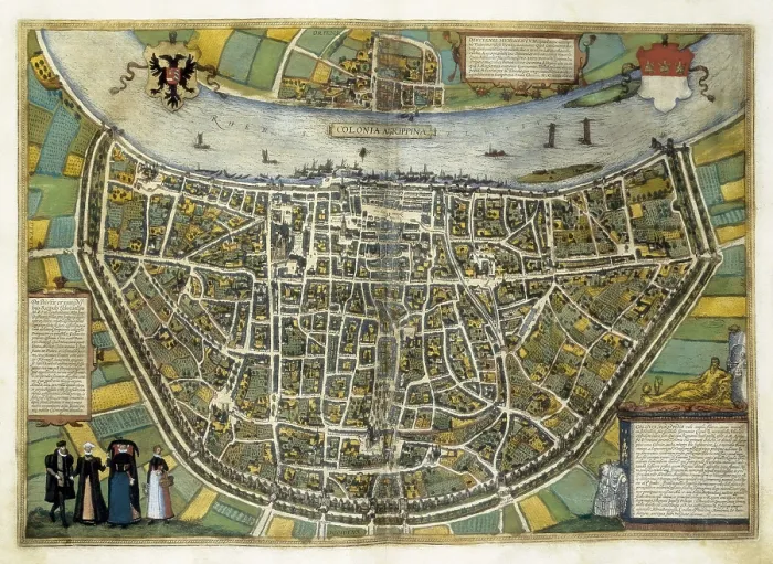 Framed Print : HOGENBERGFranz (1535-1590). Civitatis Orbis Terrarum. 1572-1617. Detail of the map of Burgos with shepherds and cattle (1576)