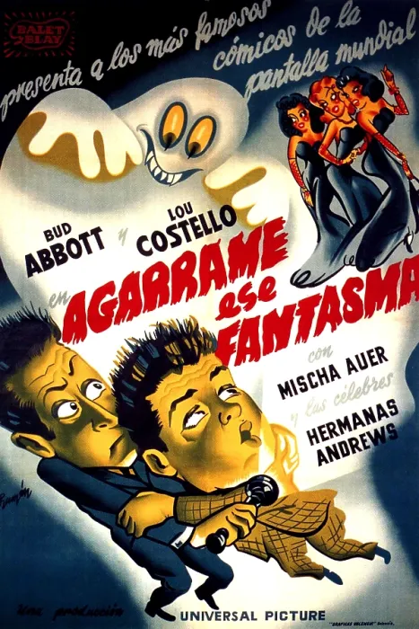 Framed Print : HOLD THAT GHOST, (aka EN AGARRAME ESE FANTASMA, the title in Spanish), bottom left, from left: Bud Abbott, Lou Costello; upper right: The Andrews Sisters (Patty Andrews)