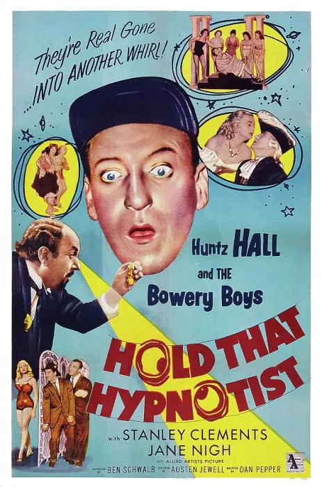 Framed Print : HOLD THAT HYPNOTIST, US poster art, center: Huntz Hall; bottom left: Jane Nigh, Stanley Clements, Huntz Hall, 1957 Framed Print : HOLD THAT HYPNOTIST, US poster art, center: Huntz Hall; bottom left: Jane Nigh, Stanley Clements, Huntz Hall, 1957