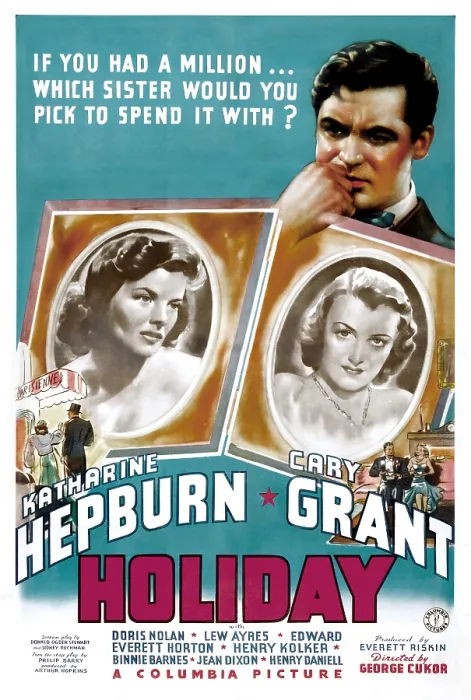 Framed Print : HOLIDAY, top right: Cary Grant, bottom from left: Katharine Hepburn, Doris Nolan, 1938
