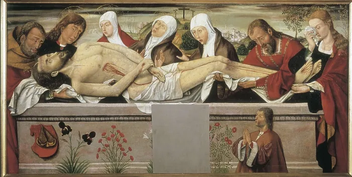 Framed Print : Holy Burial. 15th c. Anonymous from the Castilian school. Gothic art. Tempera on wood. RUSSIA. Saint Petersburg. State Hermitage Museum. AISA / Everett Collection**US SALES ONLY**