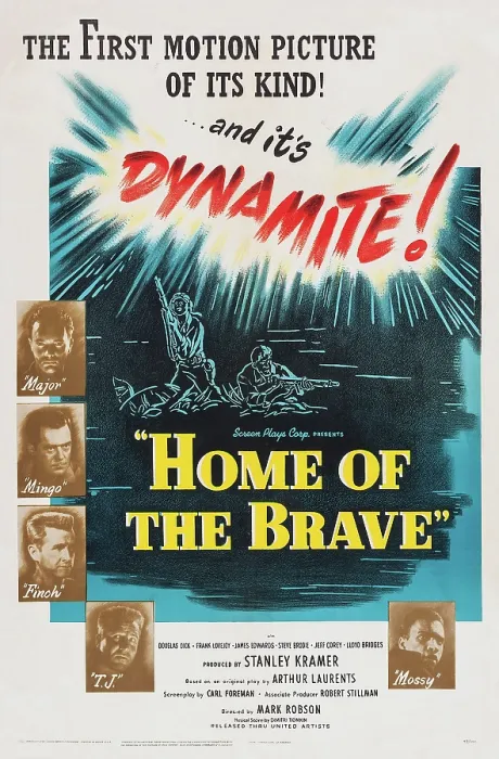 Framed Print : HOME OF THE BRAVE, US poster, from top: Douglas Dick, Frank Lovejoy, Lloyd Bridges, Steve Brodie, James Edwards, 1949