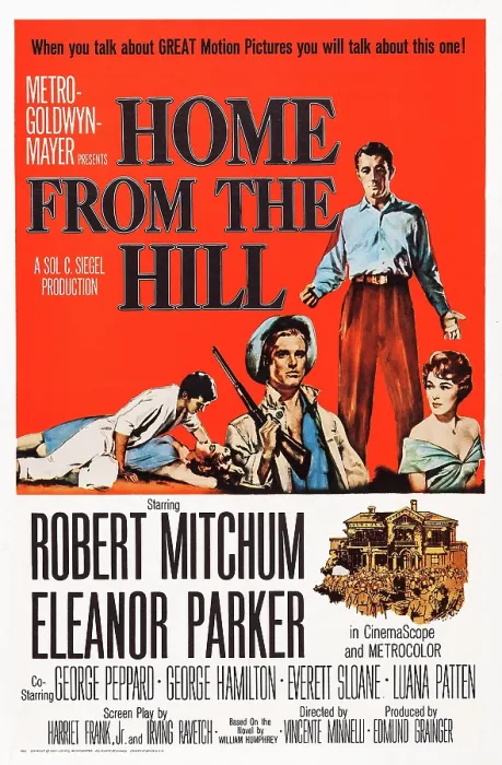 Framed Print : HOME FROM THE HILL, US poster art, from left: George Hamilton, Luana Patten, George Peppard, Robert Mitchum, Eleanor Parker, 1960 Framed Print : HOME FROM THE HILL, US poster art, from left: George Hamilton, Luana Patten, George Peppard, Robert Mitchum, Eleanor Parker, 1960