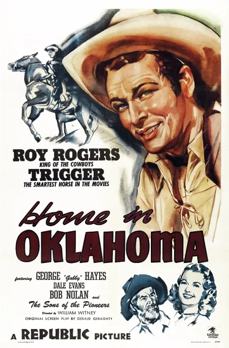 Framed Print : HOME IN OKLAHOMA, US poster art, Trigger, Roy Rogers, Gabby Hayes, Dale Evans, 1946 Framed Print : HOME IN OKLAHOMA, US poster art, Trigger, Roy Rogers, Gabby Hayes, Dale Evans, 1946