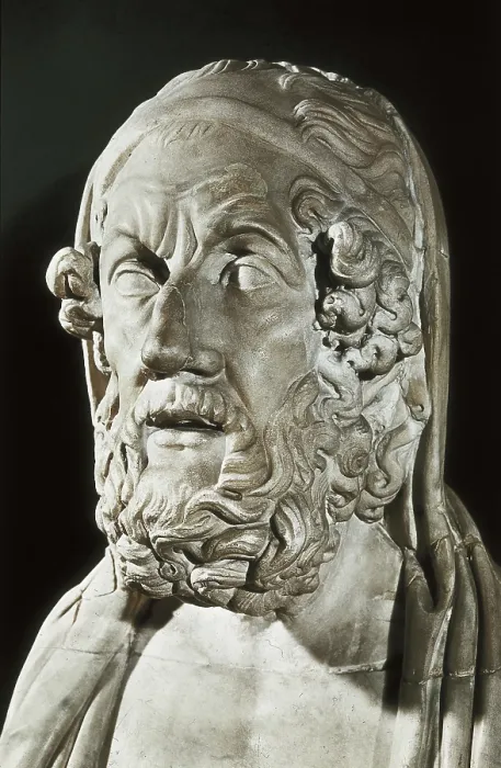 Framed Print : HOMER (9th century BC). Greek writer. Bust of Homer. Greek art. Sculpture on marble. ITALY. Rome. Capitoline Museums. - BeBa / Iberfoto / Everett Collection (262259)**US SALES ONLY**