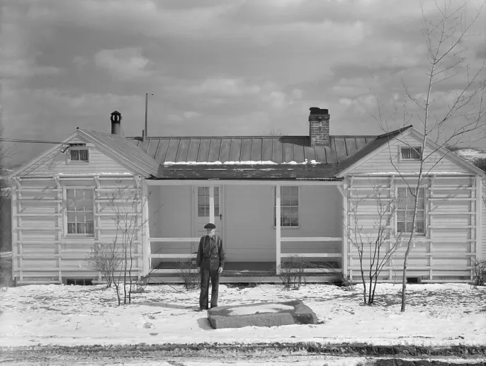 Framed Print : Homesteader at Arthurdale, New Deal Resettlement project, Reedsville, West Virginia, Feb. 1937. Many residents were selected from unemployed miners of Scott's Run
