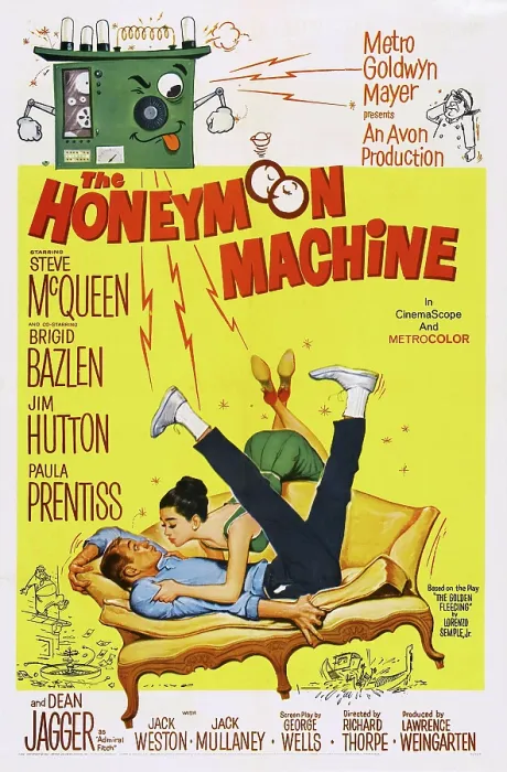 Framed Print : THE HONEYMOON MACHINE, US poster art, from left: Steve McQueen, Brigid Bazlen, 1961 Framed Print : THE HONEYMOON MACHINE, US poster art, from left: Steve McQueen, Brigid Bazlen, 1961