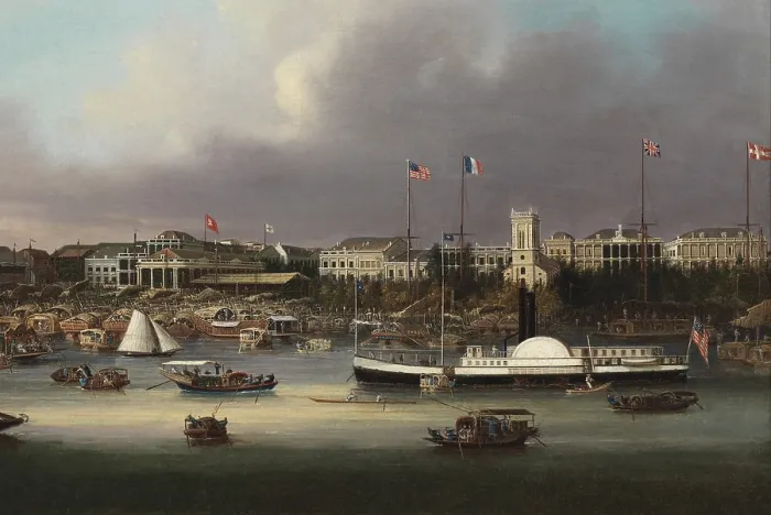 Framed Print : The Hongs of Canton, by an unknown artist, ca. 1847-1856, Detail Framed Print : The Hongs of Canton, by an unknown artist, ca. 1847-1856, Detail