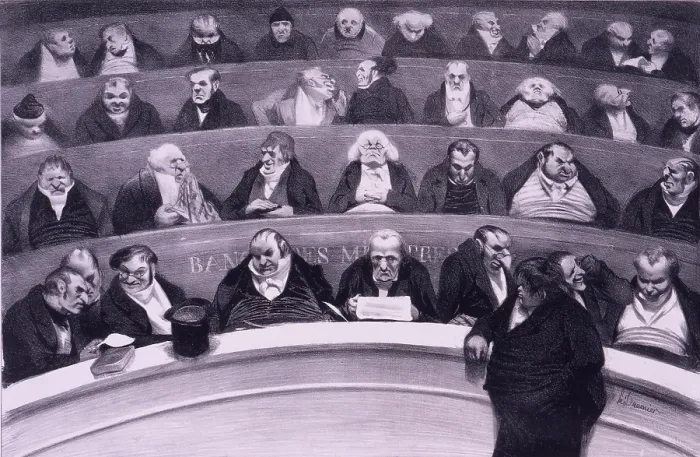 Framed Print : Honore Daumier (1808-1879), satirical print of members of the French legislature in session, 1834 Framed Print : Honore Daumier (1808-1879), satirical print of members of the French legislature in session, 1834