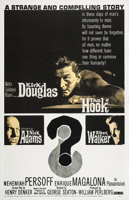 Framed Print : THE HOOK, US poster art, from left: Nick Adams, Kirk Douglas, Robert Walker Jr. 1963