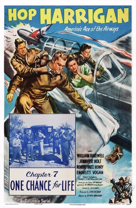 Framed Print : HOP HARRIGAN, poster art, top l-r: William Bakewell, Jennifer Holt, Chapter 7: One Chance for Life, 1946