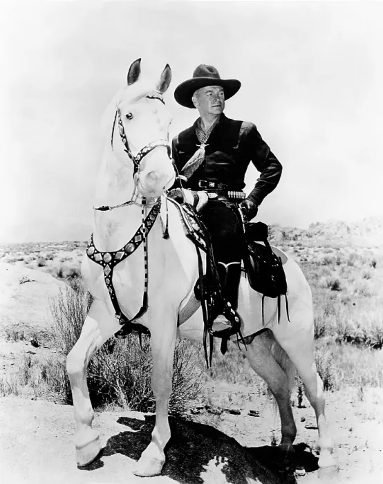 Framed Print : HOPALONG CASSIDY, William Boyd, on Topper the horse, (1952), 1952-1954