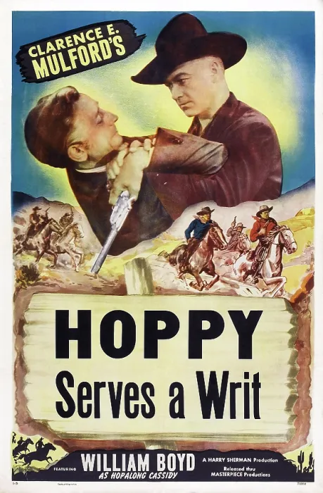 Framed Print : HOPPY SERVES A WRIT, US poster, William Boyd (right), 1943