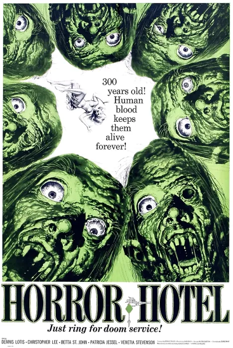 Framed Print : HORROR HOTEL, (aka THE CITY OF THE DEAD), one-sheet poster illustrated by Jack Davis, 1960 Framed Print : HORROR HOTEL, (aka THE CITY OF THE DEAD), one-sheet poster illustrated by Jack Davis, 1960