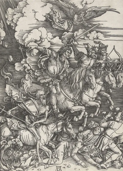 Framed Print : Four Horsemen of the Apocalypse, by Albrecht Durer, 1497-98, German print, wood engraving