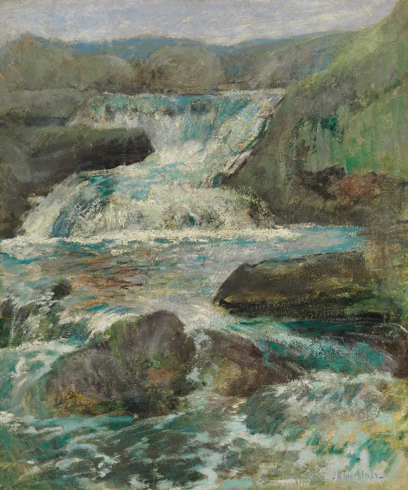 Framed Print : HORSENECK FALLS, by John Henry Twachtman, c. 1889-1900, American painting, oil on canvas