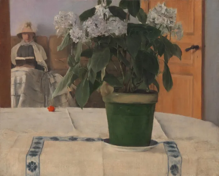 Framed Print : Hortensia, by Fernand Khnopff, 1884, Belgian realist painting, realist, oil on canvas