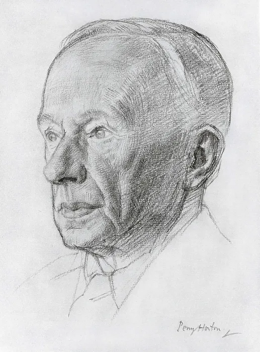 Framed Print : HORTON, Percy (1897-1970). George Edward Moore. 1952. Portrait made with chalk, pen and wash. Drawing. UNITED KINGDOM. London. National Portrait Gallery