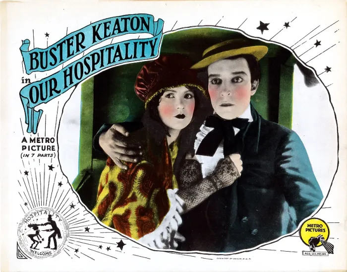 Framed Print : OUR HOSPITALITY, US lobbycard, from left: Natalie Talmadge, Buster Keaton, 1923