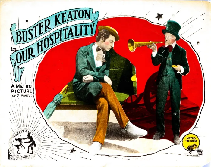 Framed Print : OUR HOSPITALITY, seated left: Buster Keaton on lobbycard, 1923