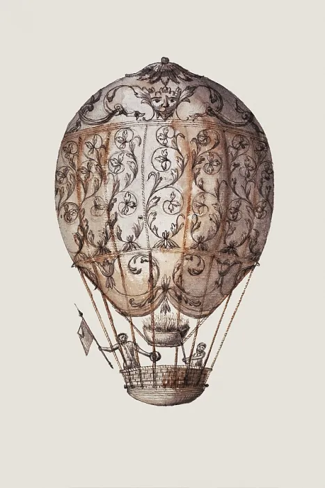 Framed Print : Hot-air balloon from 18th century. Engraving. - BeBa / Iberfoto / Everett Collection (588127)**US SALES ONLY** Framed Print : Hot-air balloon from 18th century. Engraving. - BeBa / Iberfoto / Everett Collection (588127)**US SALES ONLY**
