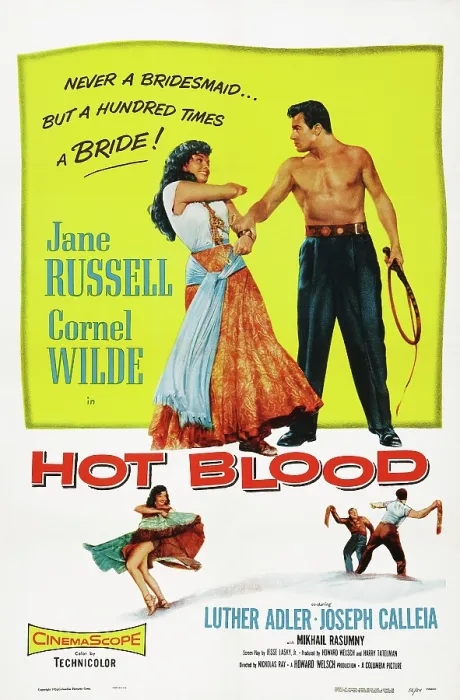 Framed Print : HOT BLOOD, top l-r: Jane Russell, Cornel Wilde on poster art, 1956 Framed Print : HOT BLOOD, top l-r: Jane Russell, Cornel Wilde on poster art, 1956