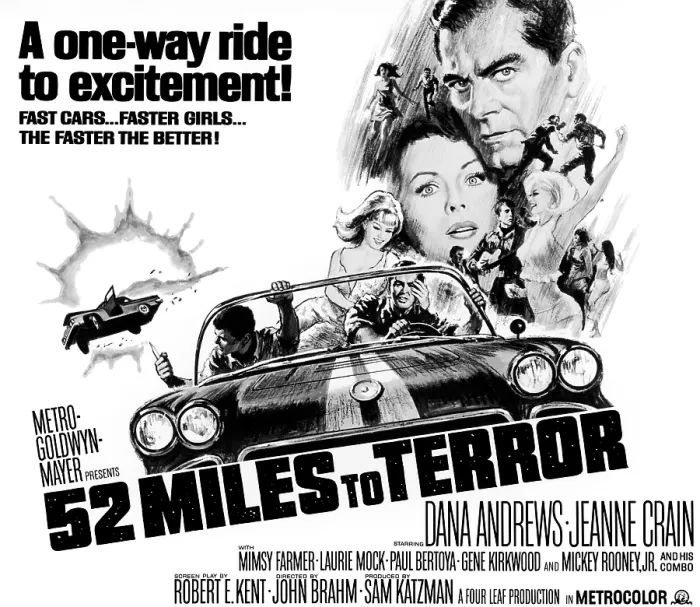Framed Print : HOT RODS TO HELL (aka 52 MILES TO TERROR), top: Jeanne Crain, Dana Andrews, 1967