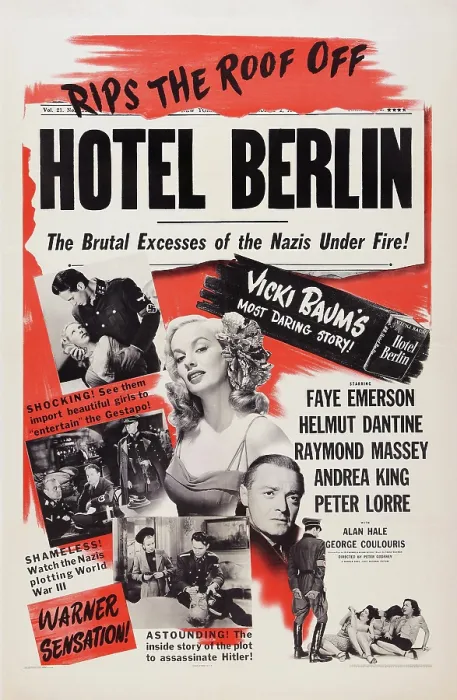 Framed Print : HOTEL BERLIN, US poster art, center: Faye Emerson; below: Peter Lorre, 1945 Framed Print : HOTEL BERLIN, US poster art, center: Faye Emerson; below: Peter Lorre, 1945