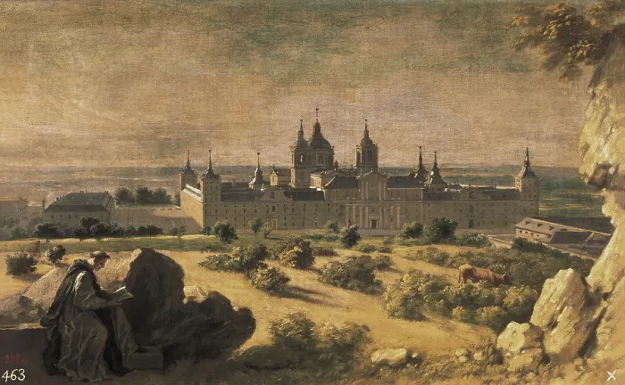 Framed Print : HOUASSE, Michel-Ange (1680-1730). View of the Monastery of El Escorial. 1710s. Baroque art. Oil on canvas. SPAIN. Madrid. Prado Museum. AISA / Everett Collection**US SALES ONLY**