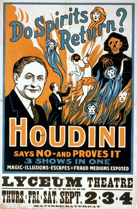 Framed Print : Houdini, poster art for magic show by Harry Houdini, circa 1909