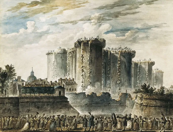 Framed Print : HOUL, Jean-Pierre-Louis-Laurent (1735-1813). Destruction of the Bastille on July 1789. Gouache. FRANCE. Paris. Muse Carnavalet (Carnavalet Museum)