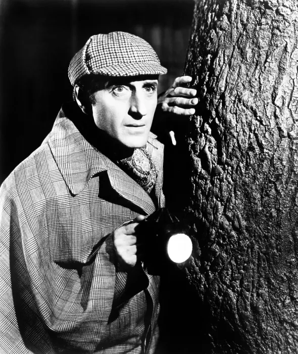 Framed Print : THE HOUND OF THE BASKERVILLES, Basil Rathbone as Sherlock Holmes, 1939. TM and Copyright 20th Century Fox Film Corp. All rights reserved. Courtesy: Everett Collection